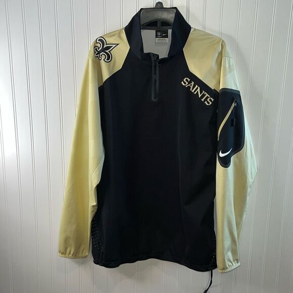 NIKE NFL Mens Jacket Size Large On Field NEW ORLEANS SAINTS 1/4 ZIP Pullover - Picture 1 of 11
